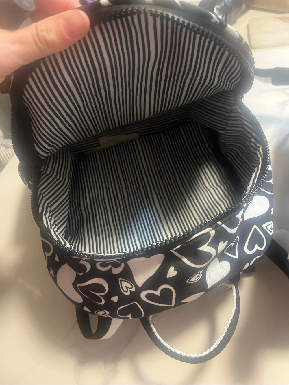 NWT Brighton Black & White Heart Print Backpack